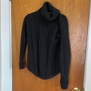Black Turtleneck Cable Knit Sweater